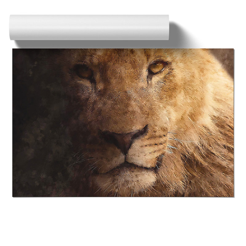 Lion Painting - Frameless Print, 42cm H x 59cm W x 0.1cm D