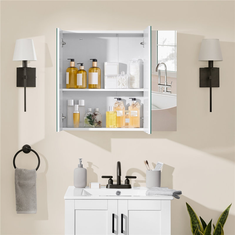 70.5mm W 60.5mm H Surface Frameless Medicine Cabinet Mirror 2 Adjustable