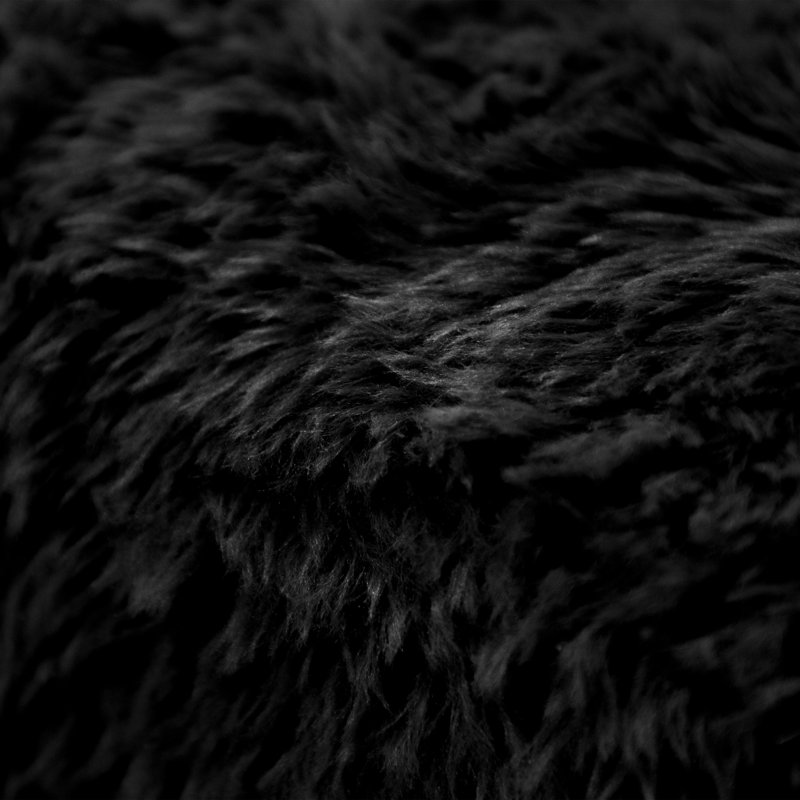 Canapé modulaire compressé sans accoudoirs en mousse de fausse fourrure 5 pièces Boneless Cathryn, Noir