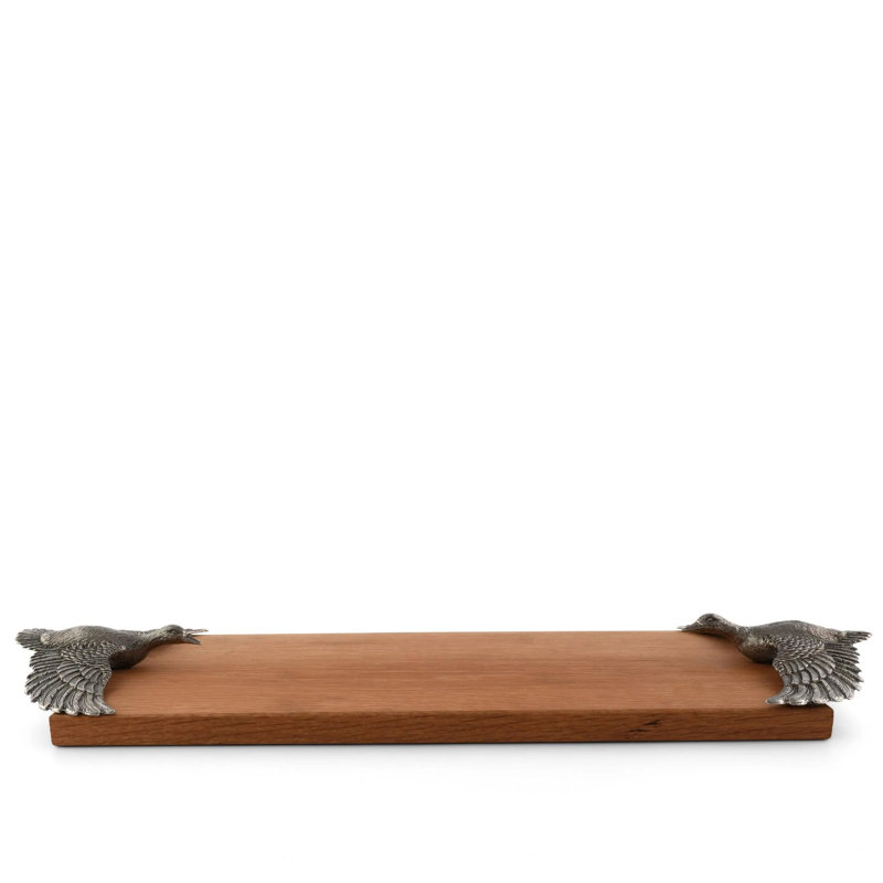 Solid Oak Rectangular Cheese Board with Pewter Handles