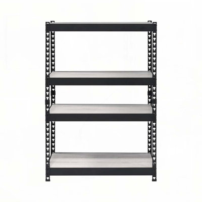 4 Tier Rectangular Bookcase with Adjustable Shelves, Natural and Black