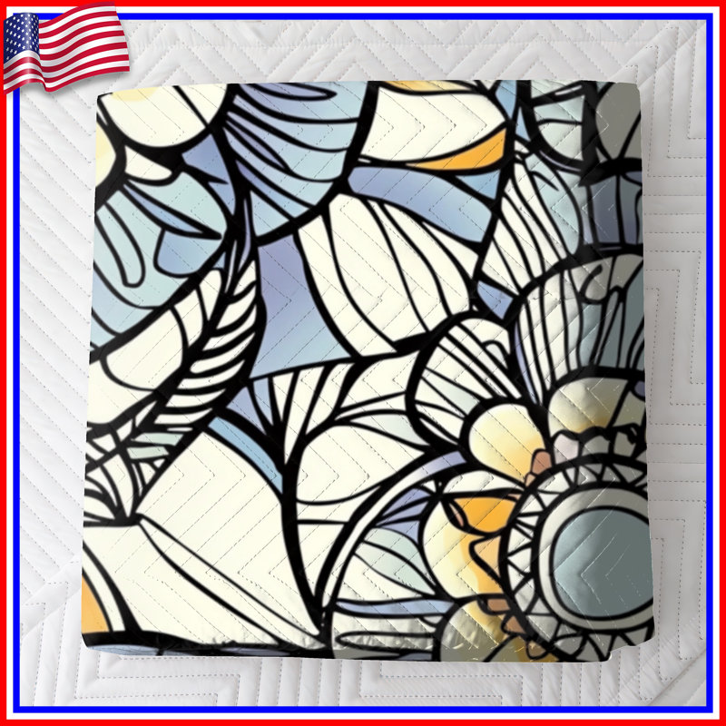 Abstract Floral Pattern Quilted Bedspread All Sizes, Queen