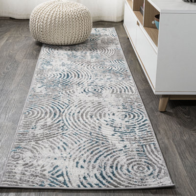Twinar Modern Abstract Gray/Turquoise Rug