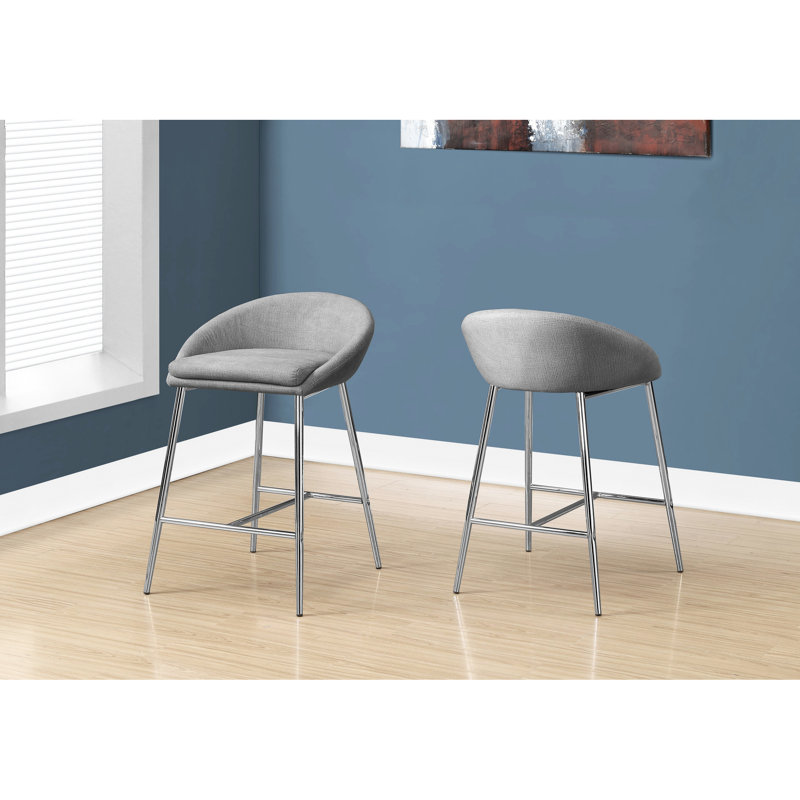 2 tabourets de bar, hauteur de comptoir, siège en tissu gris et pieds en métal fiables pour une hauteur de cuisine de 2, design moderne élégant en métal