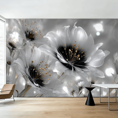 Floral Peel and Stick Wallpaper Intricate Floating Flowers Serene Lighting Wall Murals 100"H x 144"W Removable PVC Wall Paper Self-Adhesive Wall Decor for Bedroom Living Room Home Office