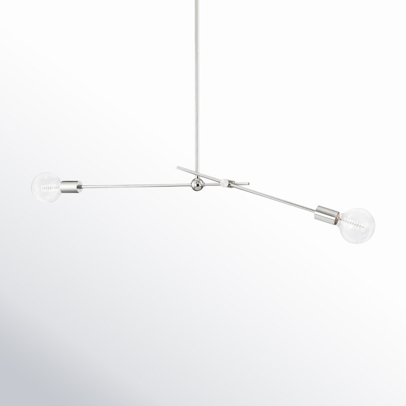 Lustre 2 lumières Crowmere, Nickel poli