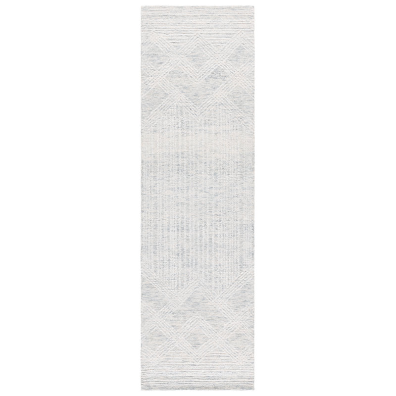 Pine Hand Tufted Wool;Cotton Geometric Rug, Runner 2'3" x 8'