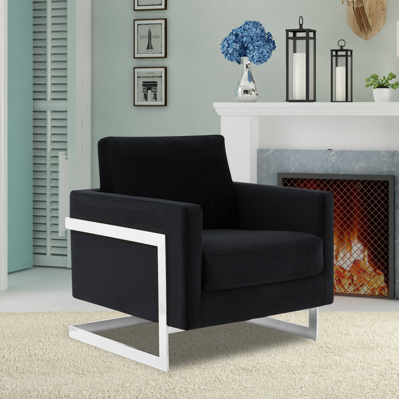 Chaise avec accoudoirs Lybah, Velours noir
