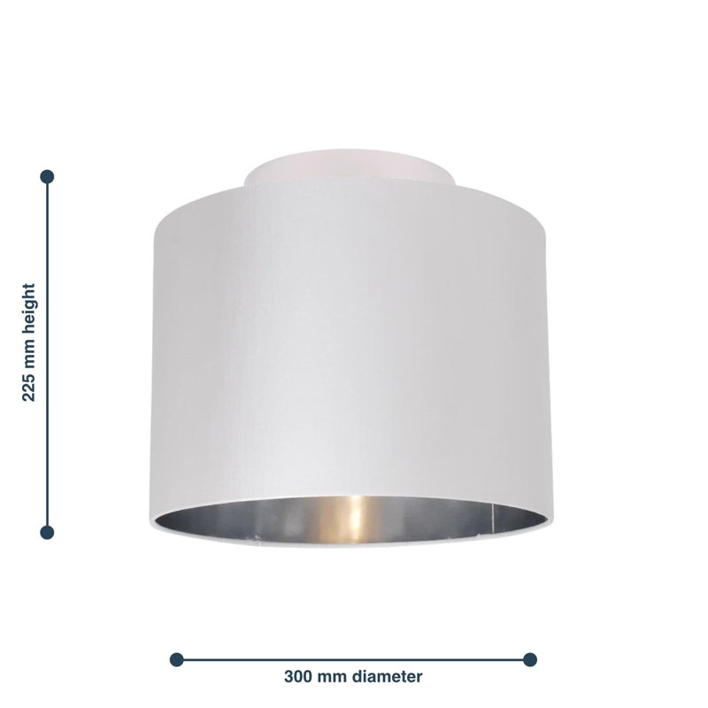Feliscia Fabric Semi Flush Mount, White/Chrome
