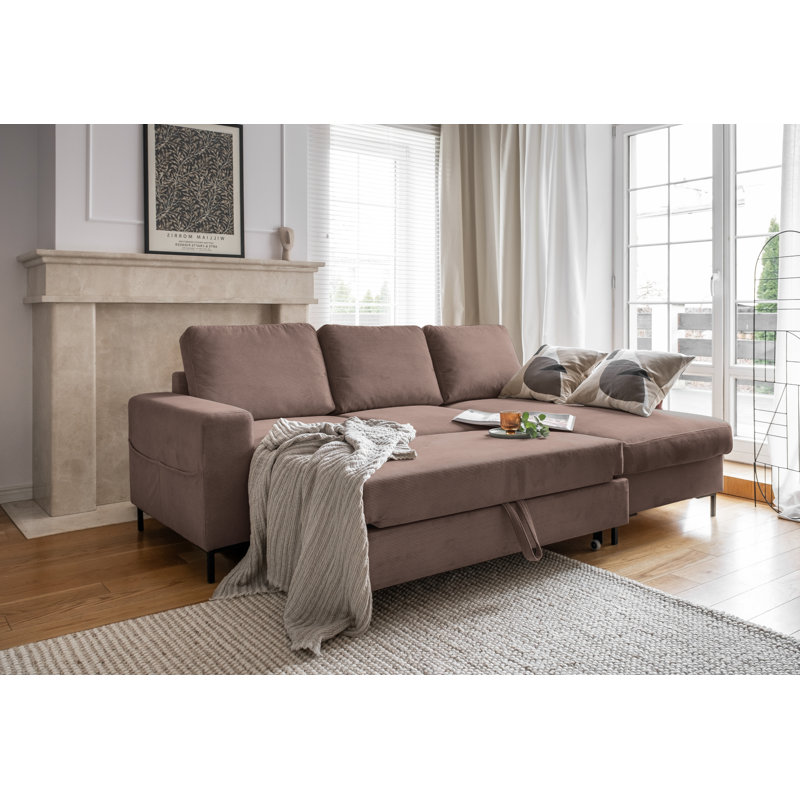 Lofty Lilly 4 seater Corner Sofa Bed, Taupe, Right Hand Facing
