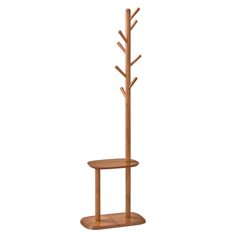 Coat Rack Stand With 8 Hooks, Somber Walnut
