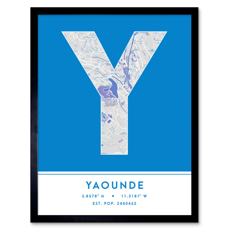 Yaounde Cameroon City Map - Single Picture Frame Typography