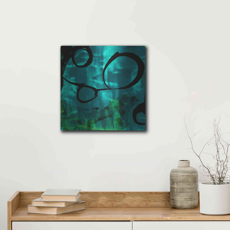 Red Barrel Studio® «Turquoise Element II» par Sisa Jasper, art mural en métal, H 12 po x l 12 po