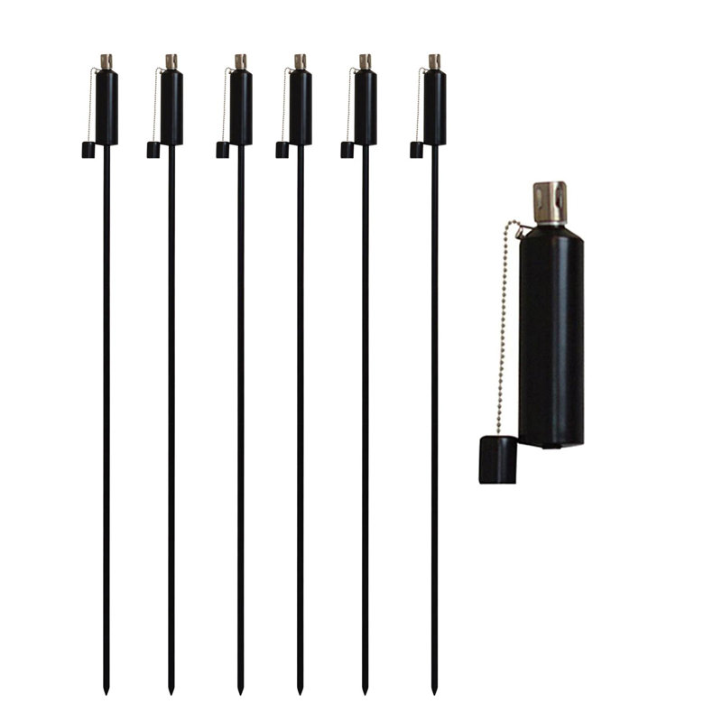 Harbour Housewares - 6x Garden Flame Torches - Cylinder - Black