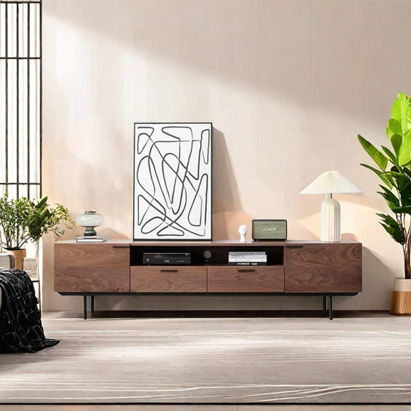 Meuble télé de luxe en noyer noir clair, 70.87"
