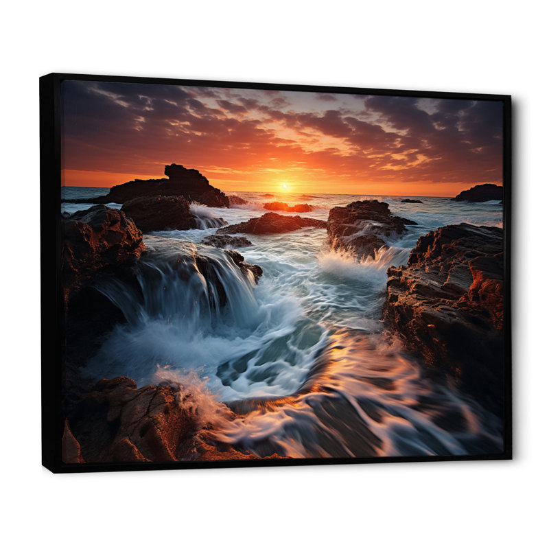 «Sunset Horizon V», reproduction sur toile, H 16 po x l 32 po x P 1 po, Cadre flottant noir