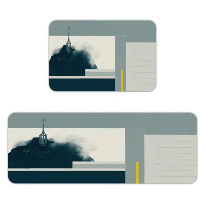 Abstract Mountain, Kitchen Mats Set of 2