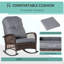 Chaise berçante d'extérieur en osier à assise large, coussin épais et moelleux