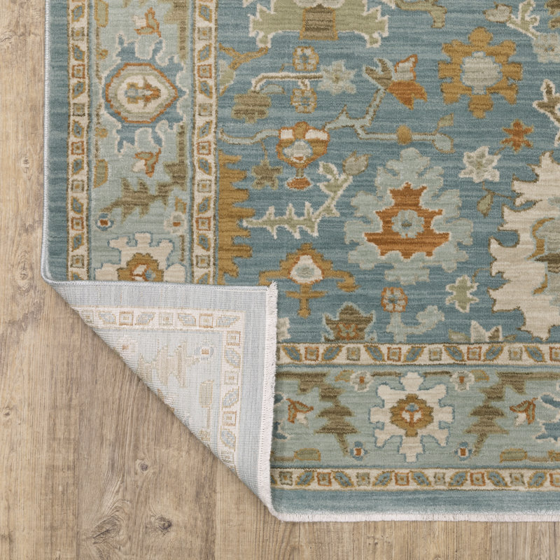 Tapis traditionnel gris sarcelle / rouille Graicyn, Rectangle 3 pi 3 po x 5 pi