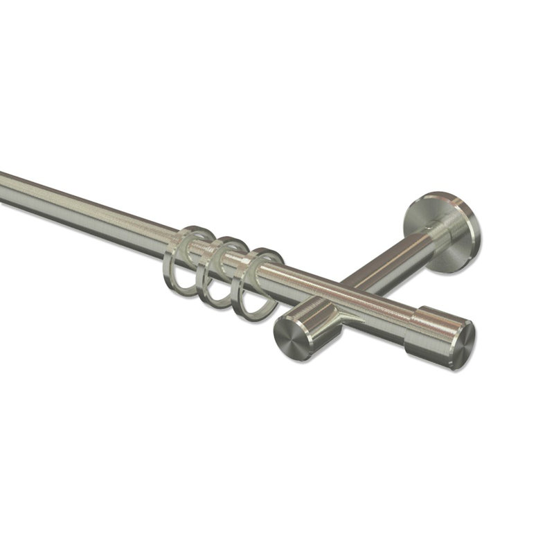 Malakoff Stainless Steel 1.6cm Single Curtain Pole, 5cm H x 420cm W x 11cm D
