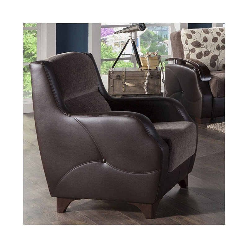 Fauteuil large de 29,1 po Shyla, Mélange de polyester brun Armani