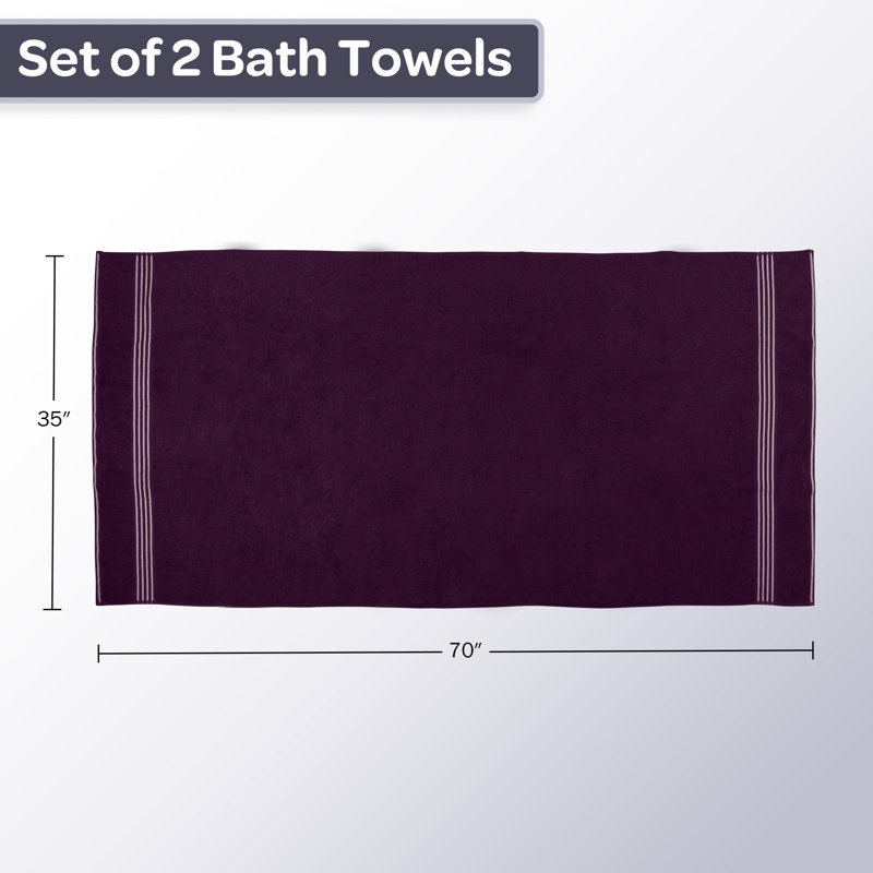Serviettes de bain Lavish Home - Ensemble de serviettes 100% coton 2 pièces 500 g / m² - Serviettes de bain à séchage rapide extra larges 35 x 70 po - Draps de bain absorbants pour salle de bain