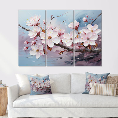 Cherry Blossom Flower Meadow I - Ensemble d'art mural sur toile Flower Field
