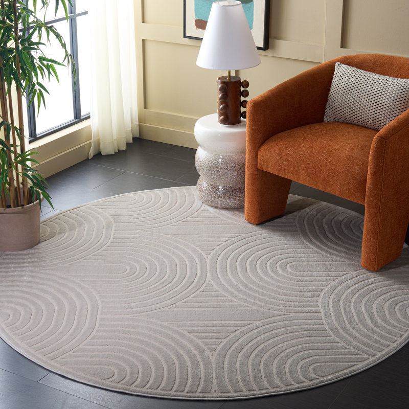 Tapis géométrique Abbygayle 100 Performance, Rond 6 pi 3 po