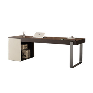 70.87"Italian minimalist brown rectangular office desk