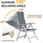 Ensemble de 2 chaises de patio pliantes, chaises de patio inclinables d'extérieur à cadre en aluminium pour le jardin, le camping, la plage, la terrasse, chaises de jardin réglables à haut dossier avec siège en tissu de polyester enduit de PVC, gris foncé