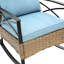 Chaise berçante pour l'extérieur - housses de coussin bleues, instructions d'assemblage faciles, robustes et confortables, se déplacent facilement, avec une table à assise profonde-495839286