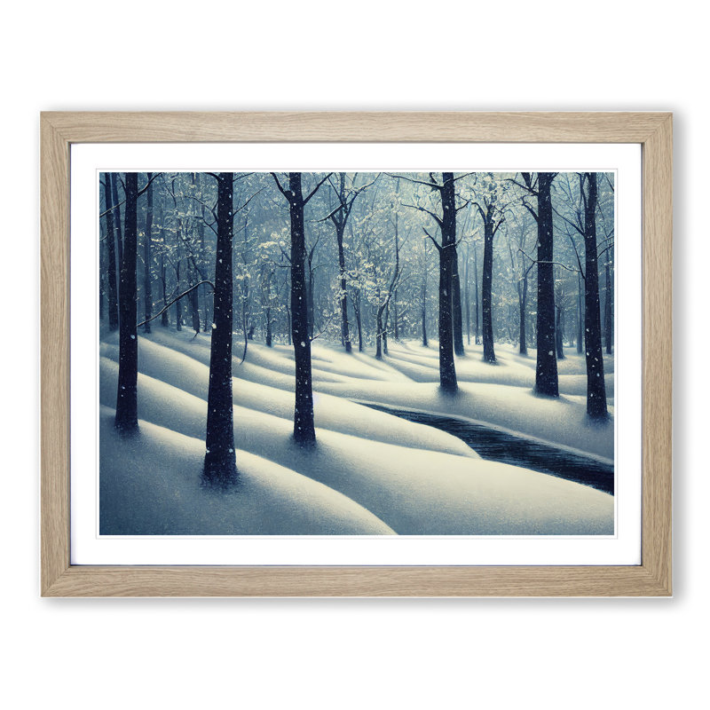 A Vivacious Winter Forest - Single Picture Frame Print, 46cm H x 64cm W x 2cm D, Oak Framed