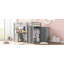 Lit mezzanine double avec tiroirs, bureau et garde-robe gris