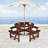 Outdoor 8 Person Picnic Table, 8 Person Round Picnic Table With 4 Built-In Benches, Umbrella Hole, Outside Table And Bench Set For Garden, Backyard, Porch, Patio-133930937