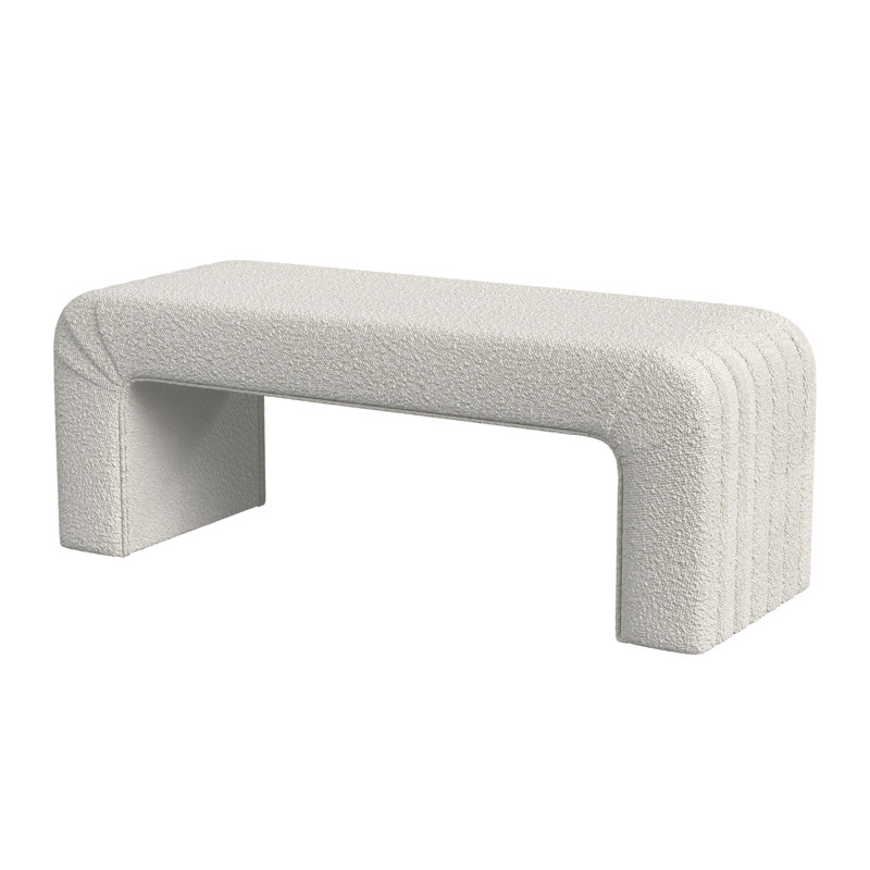 Ebern Designs Jayni Arch Channel Bench, Cream Boucle