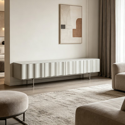 Modern Wave Design Wood TV Stand