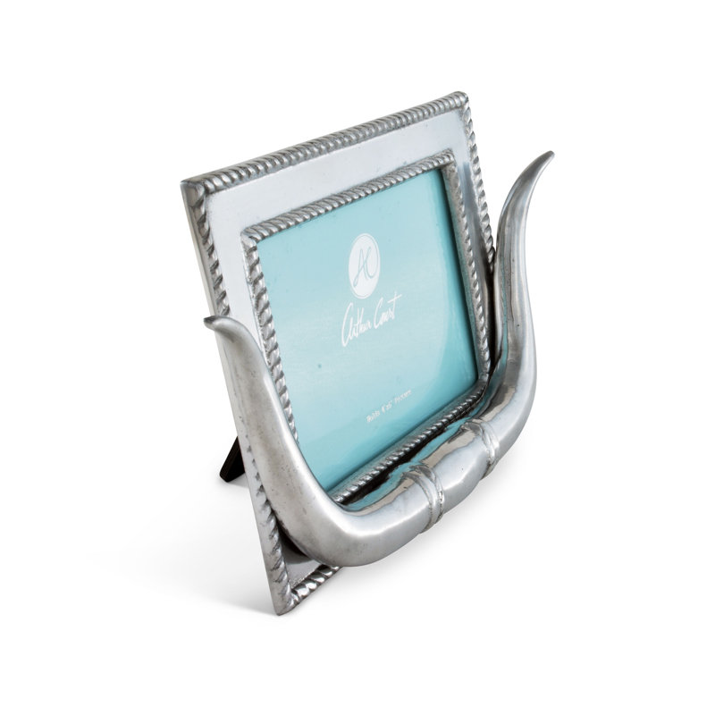 Hand Polished Silver Aluminum Longhorn Picture Frame