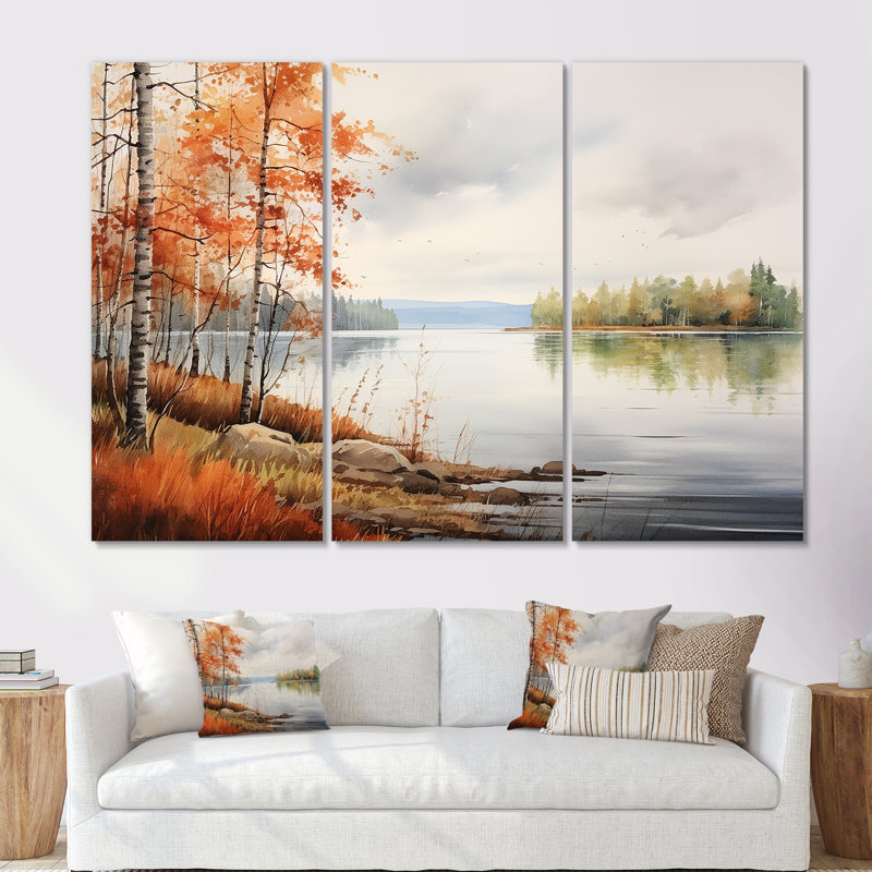 Ensemble de salon scandinave Lake Tranquility II - River Wall Art, H 28 po x l 36 po x P 1 po, Toile tendue