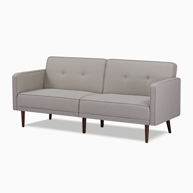 Canapé-lit à accoudoirs carrés 75,98 po Balabek, Polyester beige