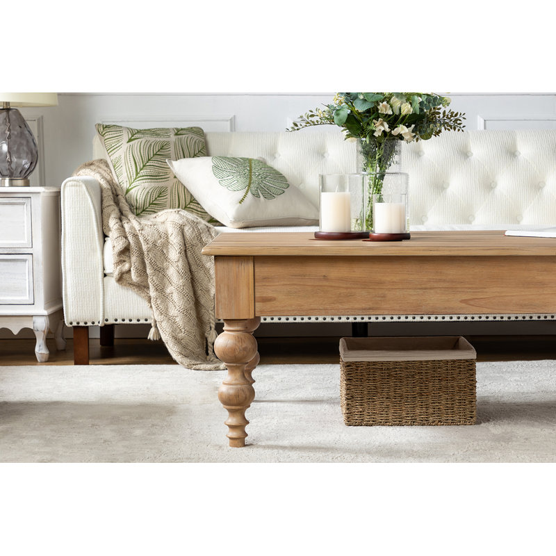 Aristidh Rectangular Lift Top Coffee Table with Storage Shelf, Natural