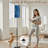  68.5" Standing Floor Lamp Abstract navy blue color Dimmable Metal Pole Lamp with Linen Lampshade LED Bulb Included