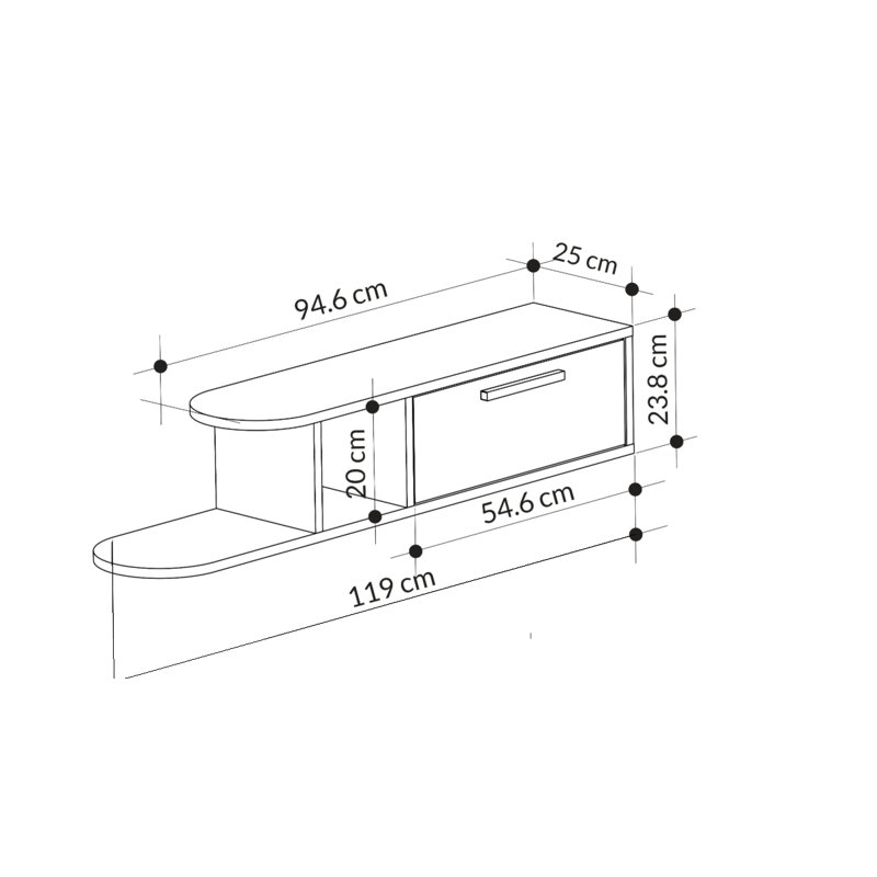 Floating Shelf, Grey/White