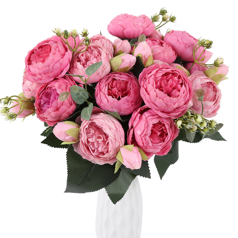 4 Bundles Peonies Artificial Flowers Silk Fake Flowers Bouquets For Home Wedding Decoration Table Centerpiece Party Bridal Floral Arrangements