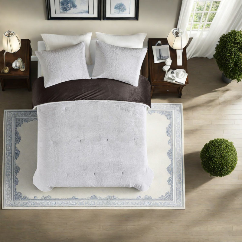 Luxueuse fausse fourrure, ensembles de literie en polyester, chambre à coucher moderne et confortable