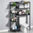Over The Toilet Storage, 7-Tier Freestanding Shelf With Basket And Hook (Black)-347368961