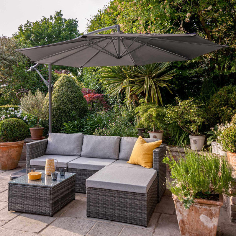 Luzi 4 Person Seating Group with Cushions, Grey , Grey 