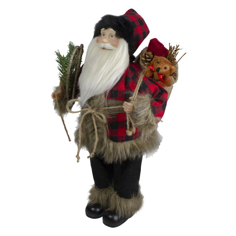 Figurine de père Noël debout 18 po avec raquettes et ours