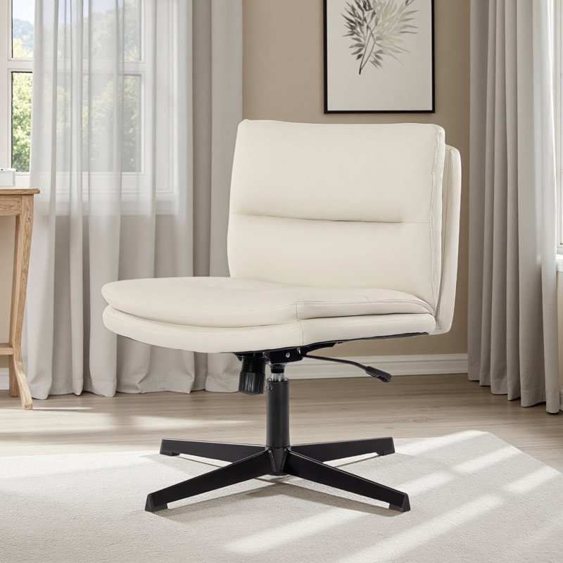 Chaise de bureau en polyuréthane sans accoudoirs, Blanc