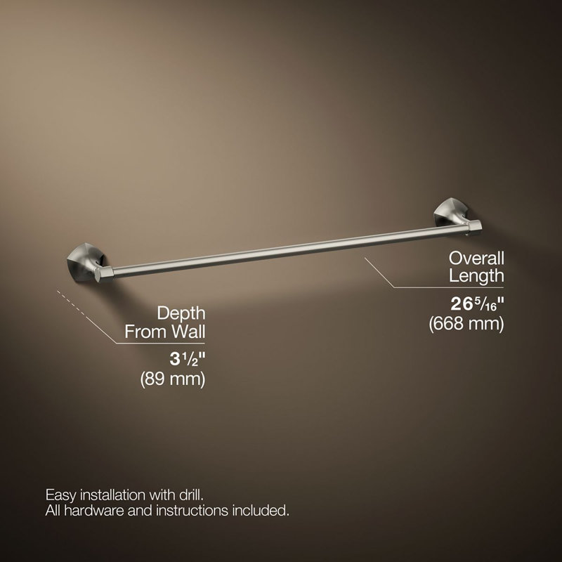 Occasion Towel Bar, Vibrant Polished Nickel, 2.31" H x 24" W x 3.5" D