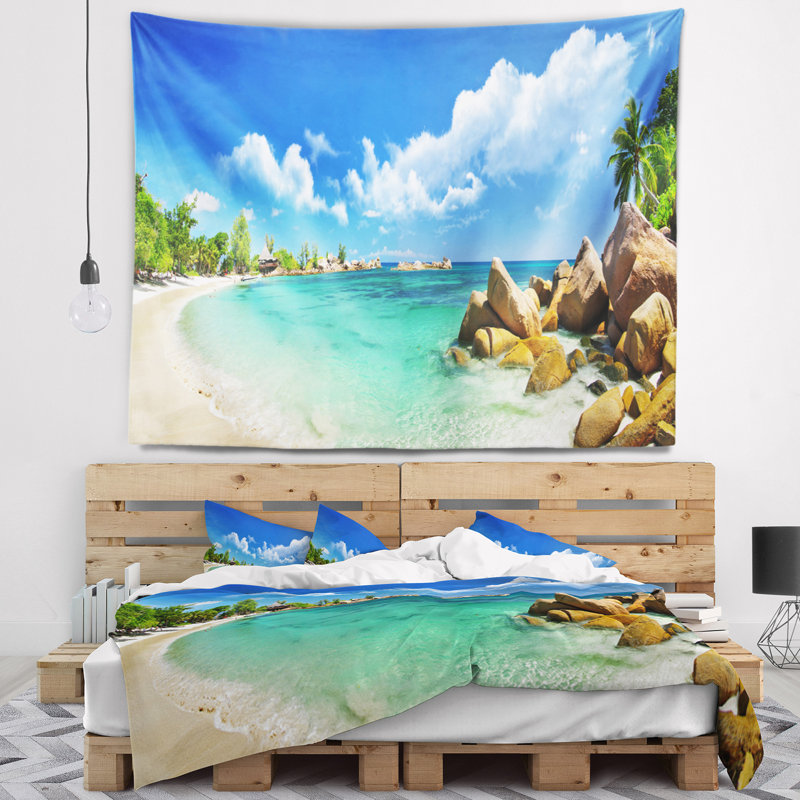 Paysage de Schafer, tapisserie des îles Seychelles, H 32 po x l 39 po